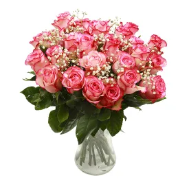 Pink roses with gypsophila Title «CityFlowers Dubai» in Dubai»