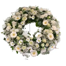 Funeral wreath with gypsophila Title «CityFlowers Dubai» in Dubai»